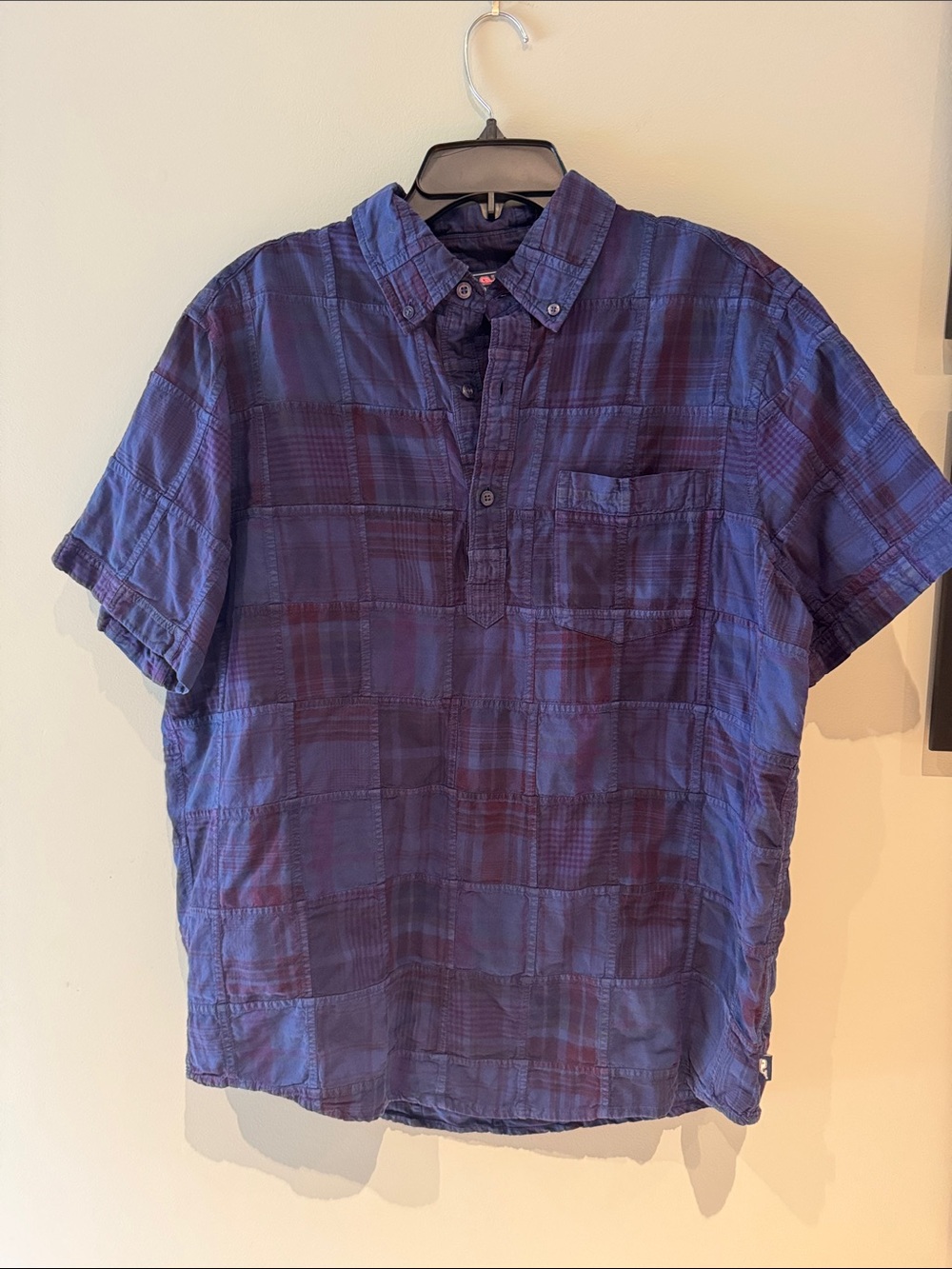 Vineyard Vines Men's Short Sleeve Plaid Polo in Navy and Burgundy